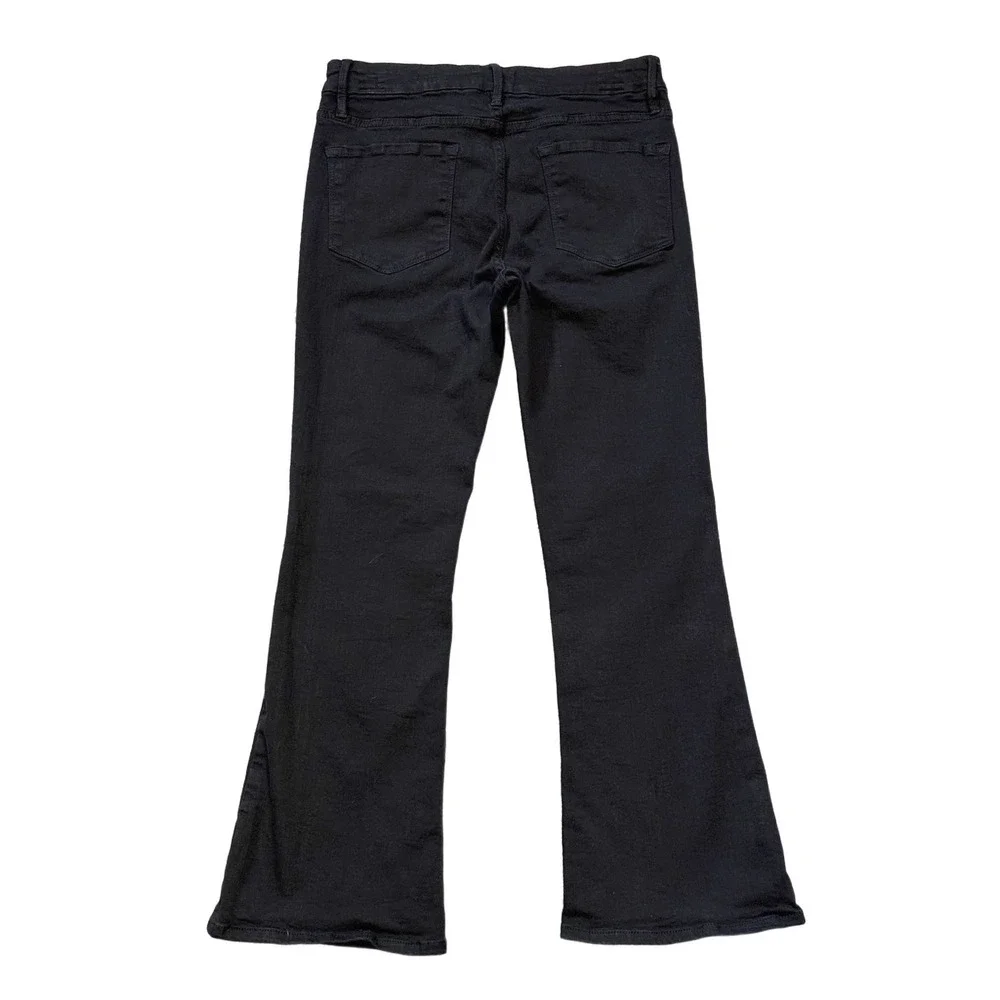 FRAME Le Crop‎ Mini Boot Jeans 28 Black Film Noir Mid Rise Stretch Denim LCMB403